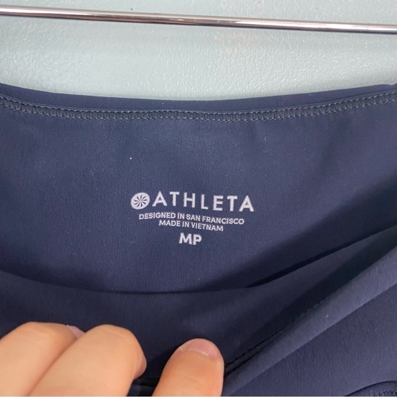 Athleta Stellar Cropped Pants Sz M Petite MP Navy Blue & Black 405525 - Picture 3 of 6